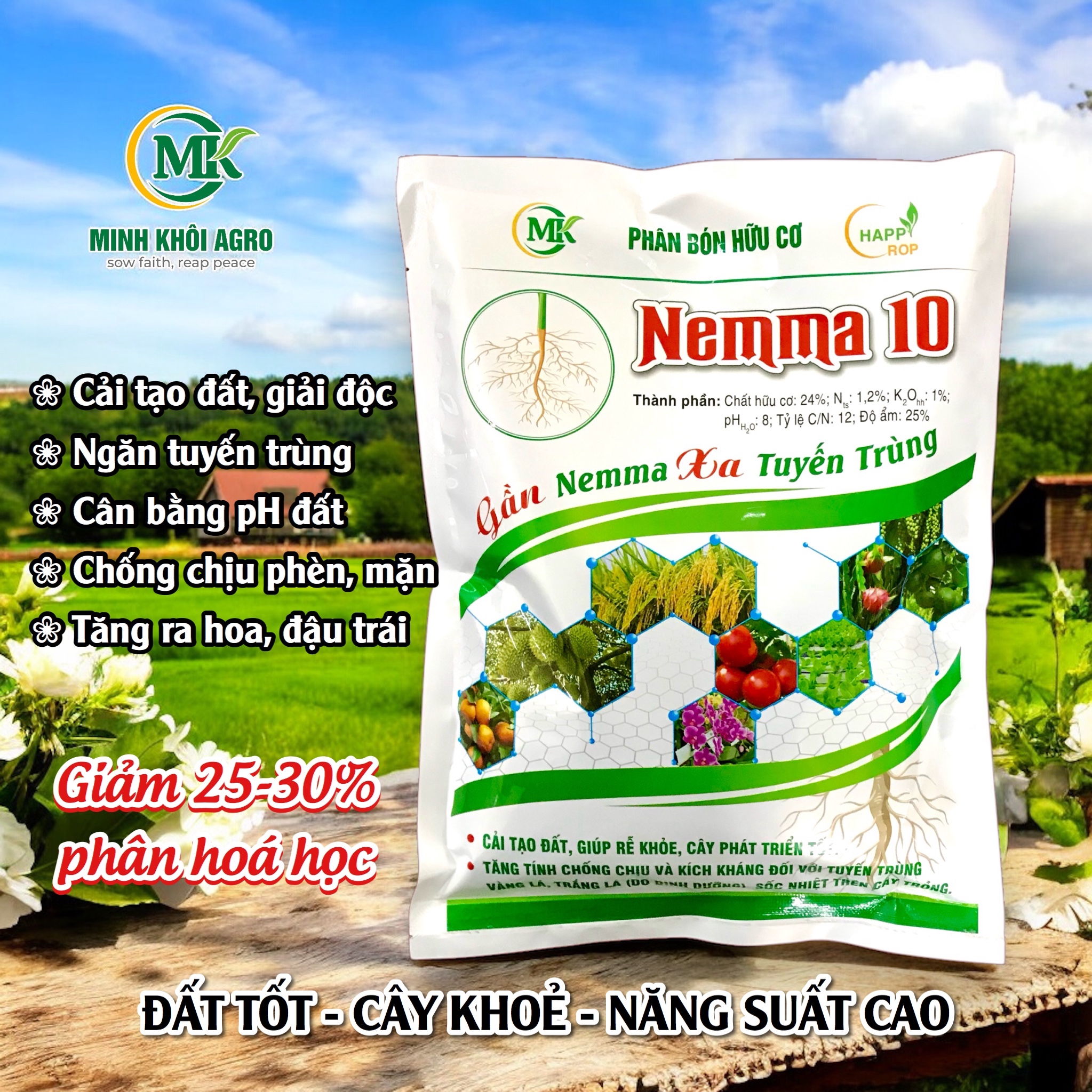 Phân bón hữu cơ Nemma 10 - Gói 1kg